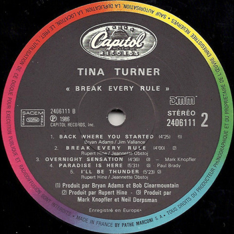 Tina Turner - Break Every Rule (1986) [1LP]