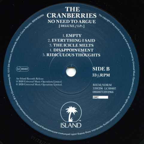 Cranberries, The - No Need To Argue (2020) [2LP]