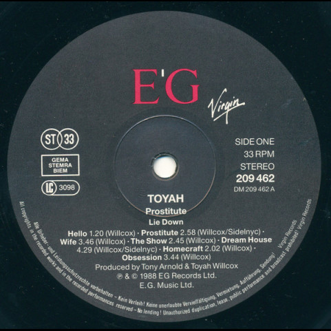 Toyah - Prostitute (1988) [1LP]
