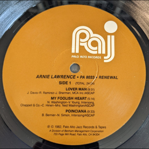 Arnie Lawrence - Renewal (1982) [1LP]