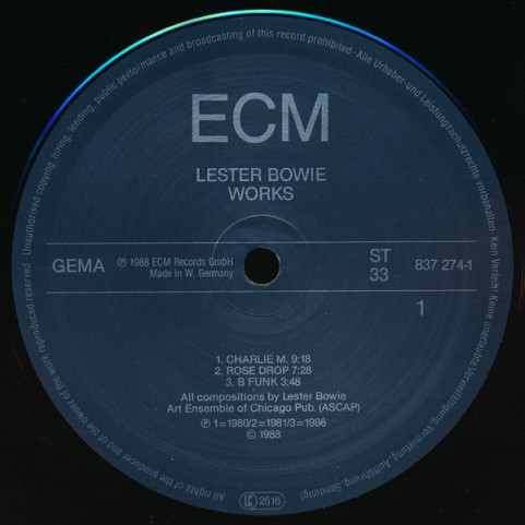 Lester Bowie - Works (1988) [1LP]