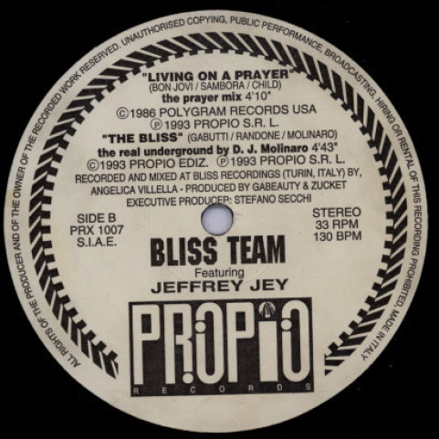 Bliss Team Featuring Jeffrey Jey - People Have The Power Remix (1993) [12"]
