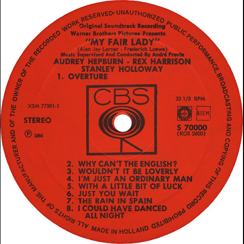 Audrey Hepburn, Rex Harrison, Stanley Holloway - Lerner & Loewe - My Fair Lady (The Original Sound Track Recording) (1964) [1LP]