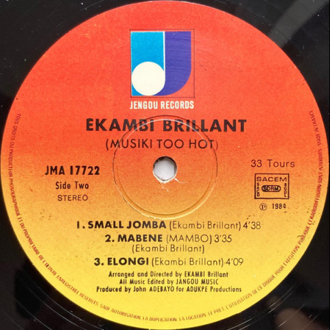Ekambi Brillant - Musiki Too Hot (1984) [1LP]