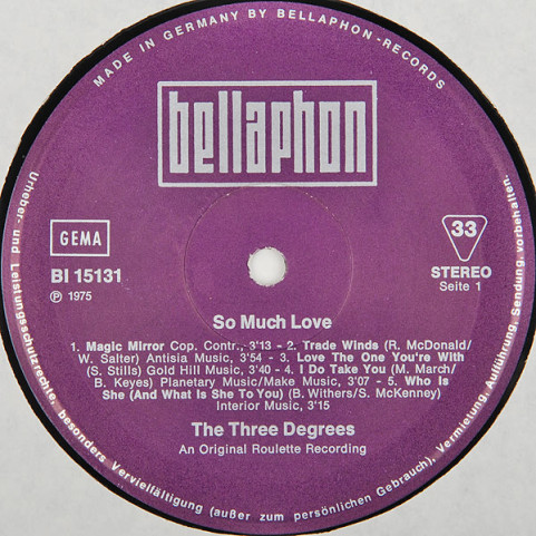 Three Degrees, The - So Much Love (1975) [1LP]