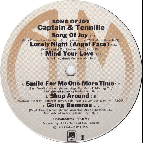 Captain And Tennille - Song Of Joy (1976) [1LP]
