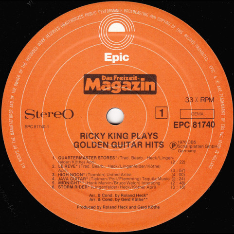 Ricky King - Plays Golden Guitar Hits (1976) [1LP]