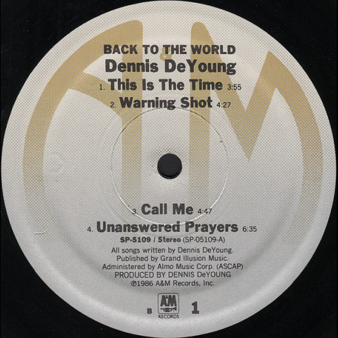 Dennis DeYoung - Back To The World (1986) [1LP]