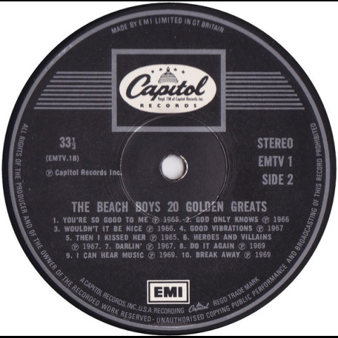 Beach Boys, The - 20 Golden Greats (1976) [1LP]