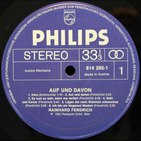 Rainhard Fendrich - Auf Und Davon. (1984) [1LP]
