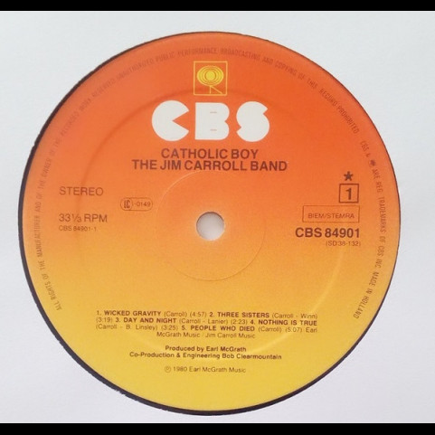 Jim Carroll Band, The - Catholic Boy (1980) [1LP]