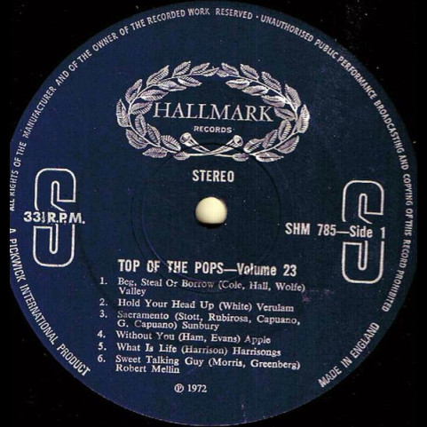 Unknown Artist - Top Of The Pops Vol. 23 (1972) [1LP]