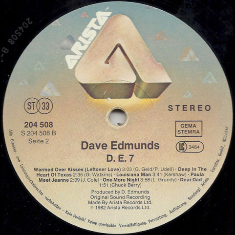 Dave Edmunds - D. E. 7 (1982) [1LP]