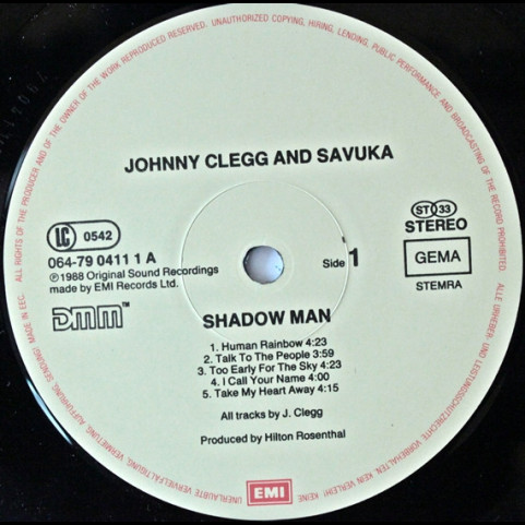 Johnny Clegg & Savuka - Shadow Man (1988) [1LP]