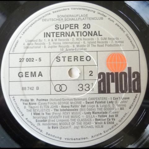 Various - Super 20 International (1975) [1LP]