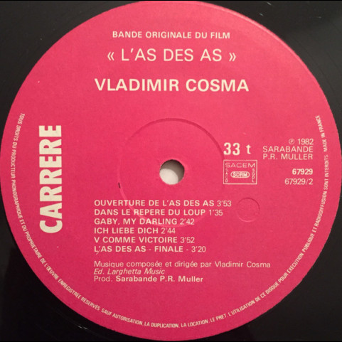 Vladimir Cosma - L'As Des As (Bande Originale Du Film) (1982) [1LP]