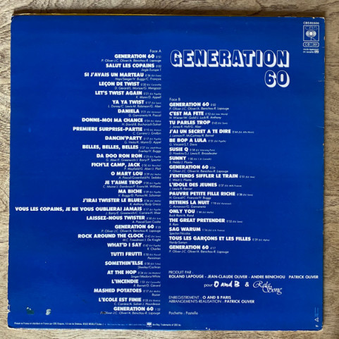 Generation 60 - Interprete 45 Hits Des Années 60 (1981) [1LP]