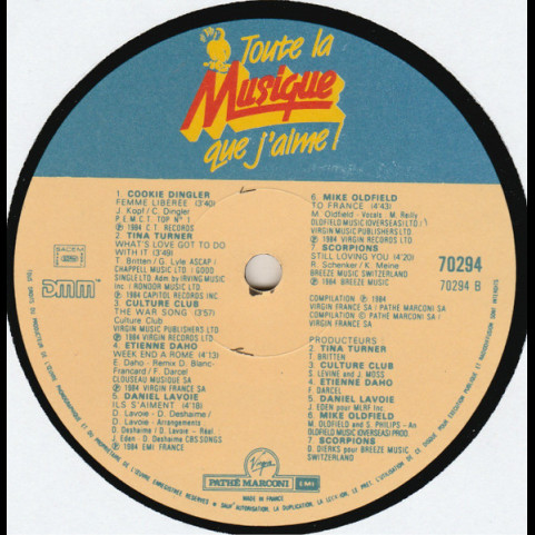 Various - Toute La Musique Que J'aime ! (1984) [1LP]