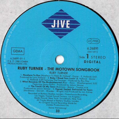 Ruby Turner - The Motown Song Book (1989) [1LP]