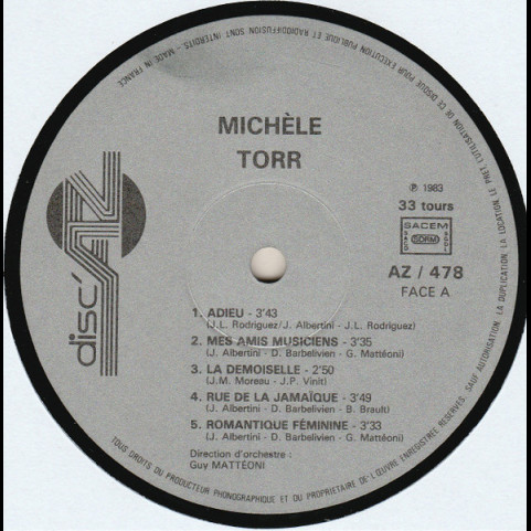 Michèle Torr - Adieu (1983) [1LP]