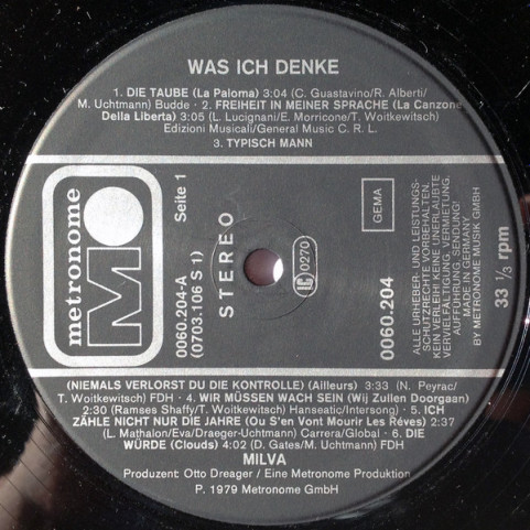 Milva - Was Ich Denke (1979) [1LP]