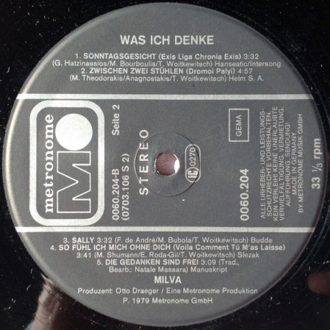 Milva - Was Ich Denke (1979) [1LP]