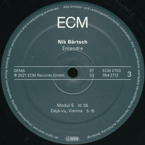 Nik Bärtsch - Entendre (2021) [1LP]