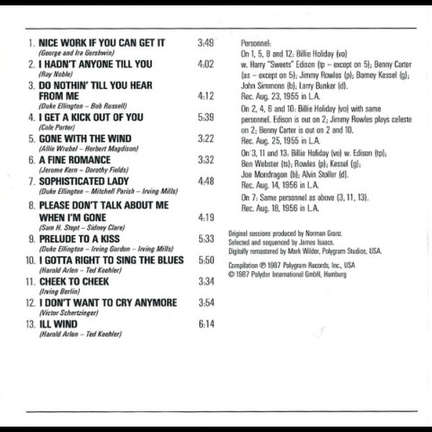 Billie Holiday - Billie Holiday (1987) [1CD]