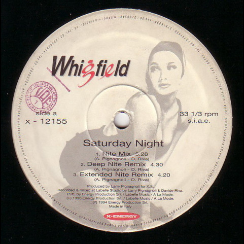 Whigfield - Saturday Night (Remix '94) (1994) [12"]