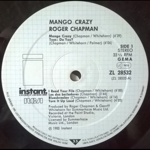 Roger Chapman - Mango Crazy (1983) [1LP]