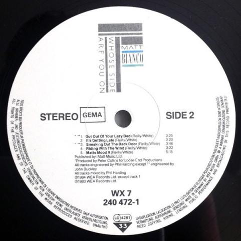 Matt Bianco - Whose Side Are You On (1984) [1LP]