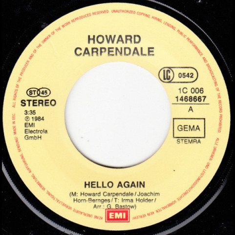 Howard Carpendale - Hello Again (1984) [7"]