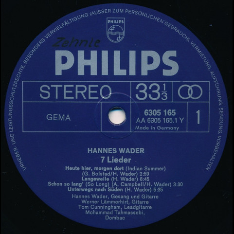 Hannes Wader - 7 Lieder (1972) [1LP]