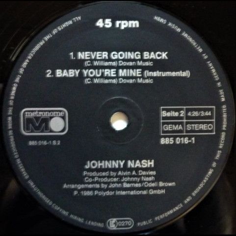 Johnny Nash - Baby You're Mine (1986) [12"]