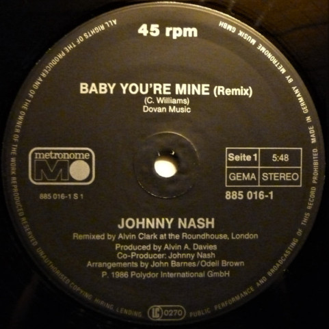 Johnny Nash - Baby You're Mine (1986) [12"]