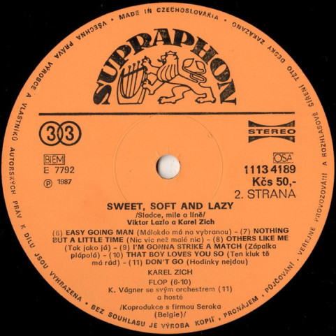 Viktor Lazlo & Karel Zich - Sweet, Soft And Lazy (1987) [1LP]