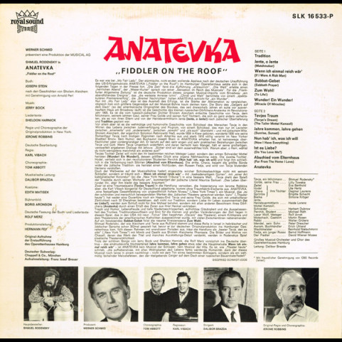 Shmuel Rodensky - Anatevka (Deutsche Originalaufnahme) (1968) [1LP]