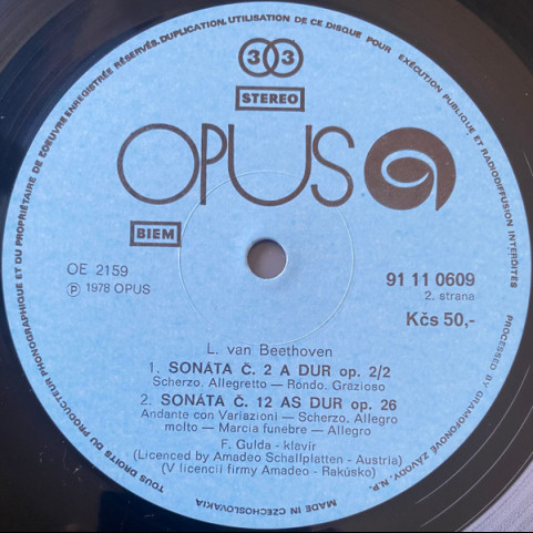 Ludwig van Beethoven - Friedrich Gulda - Beethoven - Friedrich Gulda 3 / Sonate Nr. 1 F-Moll Op. 2/1 / Sonate Nr. 2 A-Dur Op. 2/2 / Sonate Nr. 12 As-Dur Op. 26 (1978) [1LP]