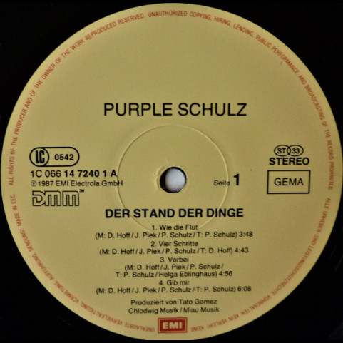 Purple Schulz - Der Stand Der Dinge (1987) [1LP]