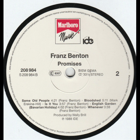 Franz Benton - Promises (1988) [1LP]