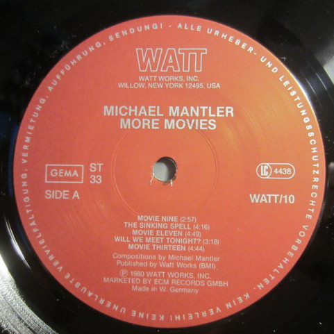 Michael Mantler - More Movies (1980) [1LP]