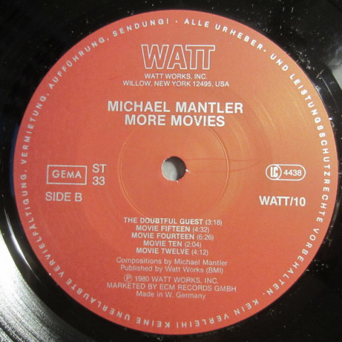 Michael Mantler - More Movies (1980) [1LP]