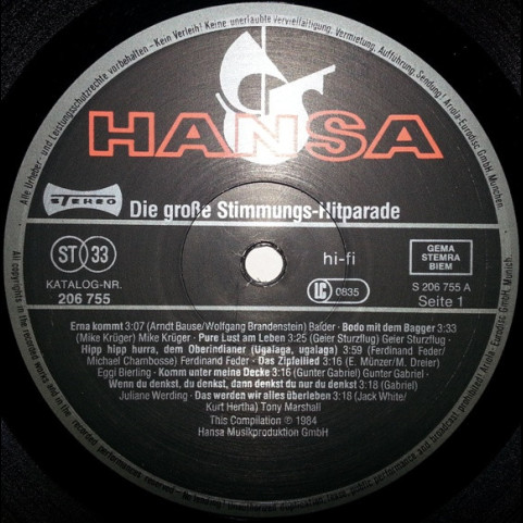 Various - Die Grosse Stimmungs- Hitparade (1984) [1LP]