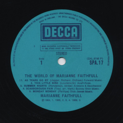 Marianne Faithfull - The World Of Marianne Faithfull (1969) [1LP]