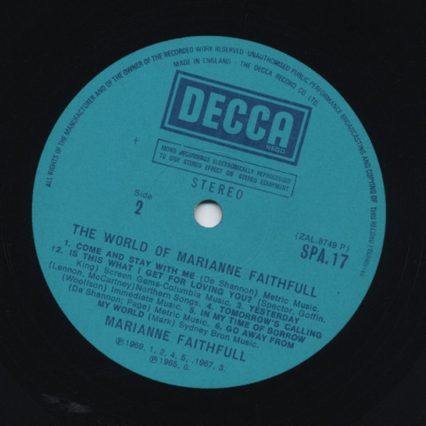 Marianne Faithfull - The World Of Marianne Faithfull (1969) [1LP]