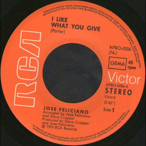 José Feliciano - I Like What You Give (1974) [7"]