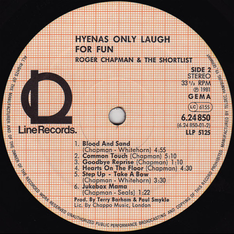 Roger Chapman & Shortlist, The - Hyenas Only Laugh For Fun (1981) [1LP]