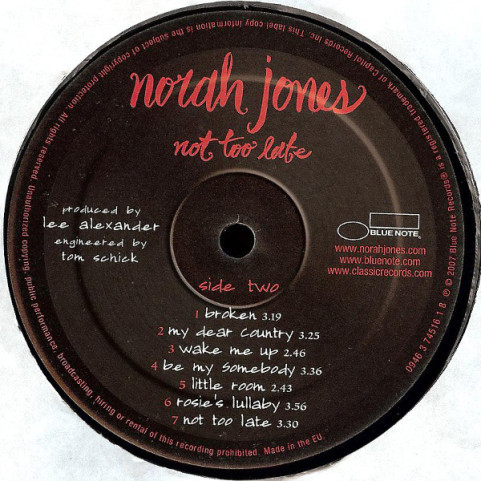 Norah Jones - Not Too Late (2007) [1LP]