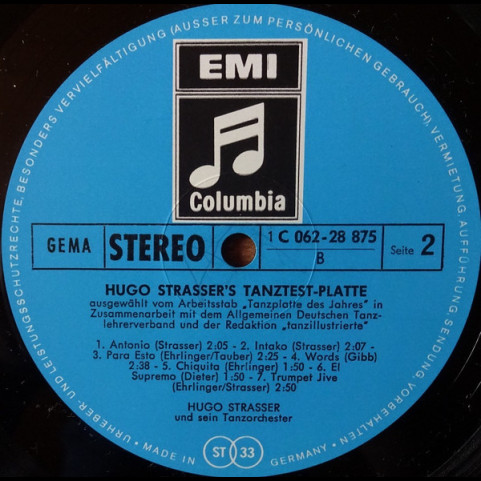 Hugo Strasser Und Sein Tanzorchester - Hugo Strassers Tanz Testplatte [1LP]
