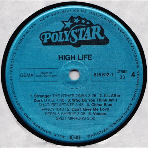 Various - High Life - 24 Hits À La Chart (1987) [2LP]